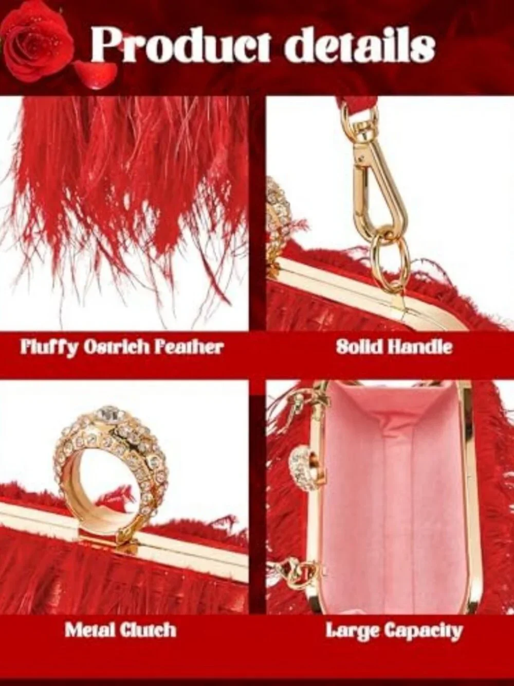 Chic Ostrich Feather Purse for Women | Stylish Handbag | Trendy Evening Bag